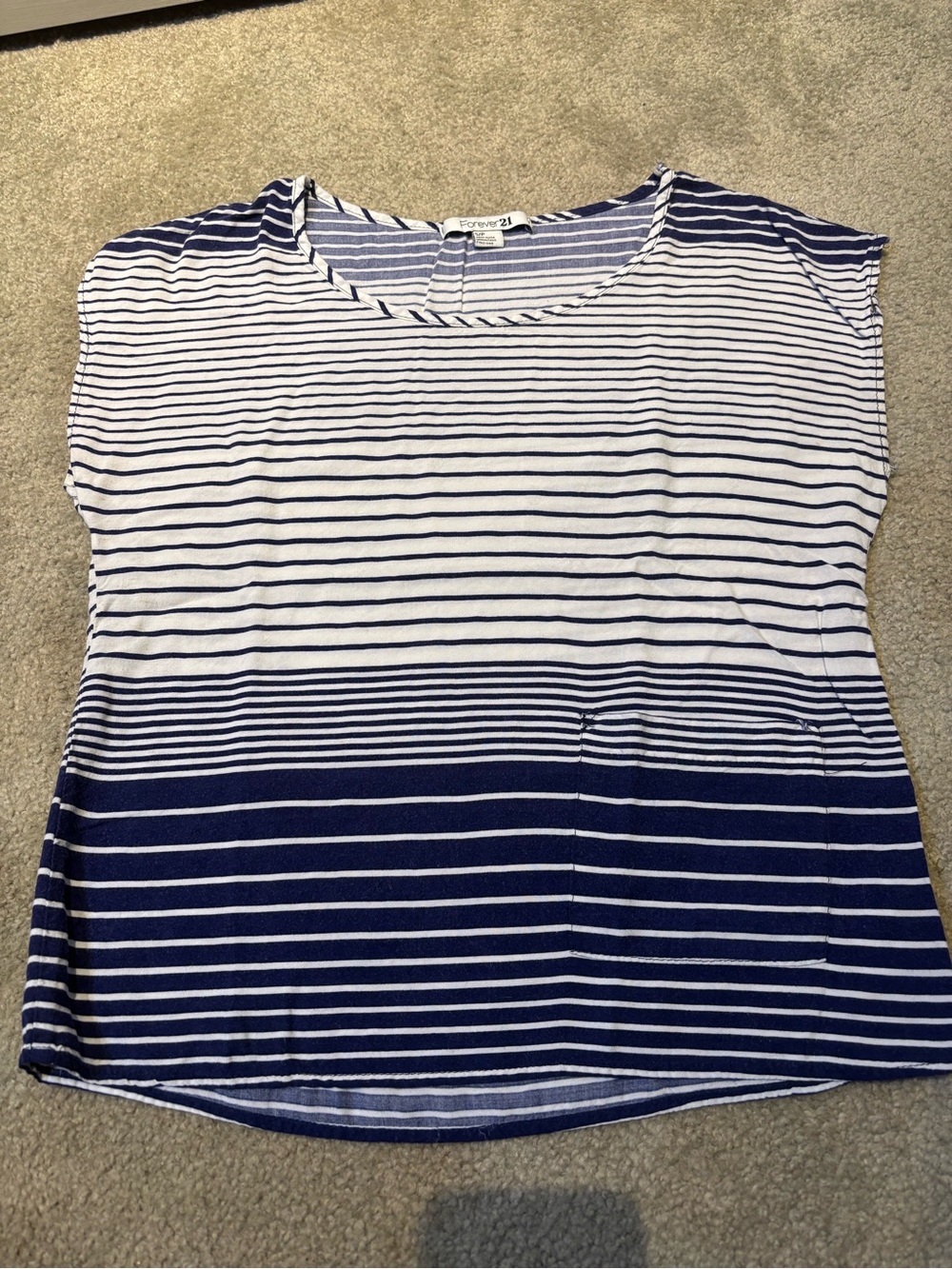 Forever 21 Navy and White Striped Short Sleeve Tee